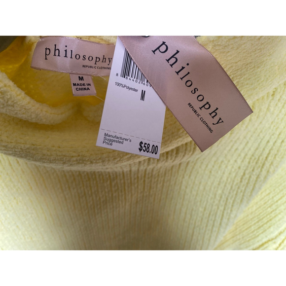 Philosophy Turtleneck Pullover Sweater Yellow Cozy Buttery Soft Pastel Preppy - Picture 5 of 6